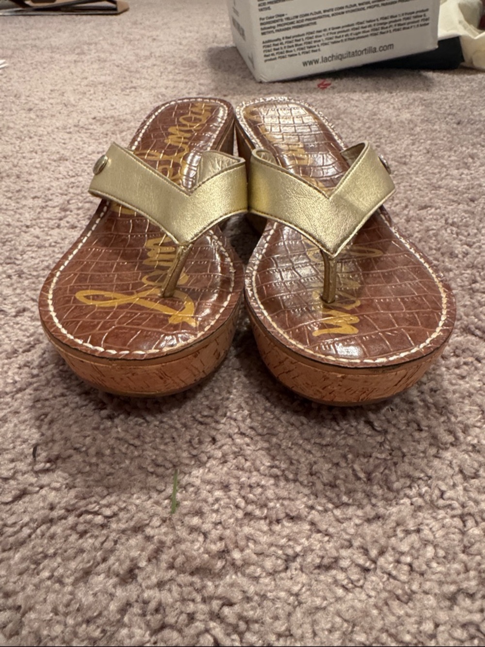 Sam Edelman Metallic Gold Platform Thong Sandals - Picture 2 of 4
